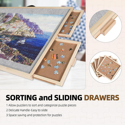ALL4JIG 1500 Piece Rotating Puzzle Board with Drawers and Cover,25"x34"Portable Wooden Jigsaw Puzzle Table for Adults Portable,Lazy Susan Spinning Puzzle Boards Birthday Gift for mom Nirvana Guru