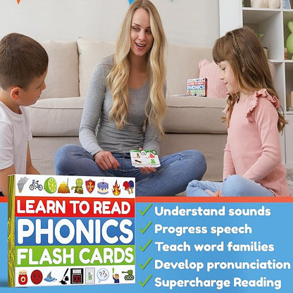Phonics Flash Cards - Learn to Read in 20 Phonic Stages - Education for Kids Ages 4-8 Kindergarten 1st 2nd Grade nirvanaguru
