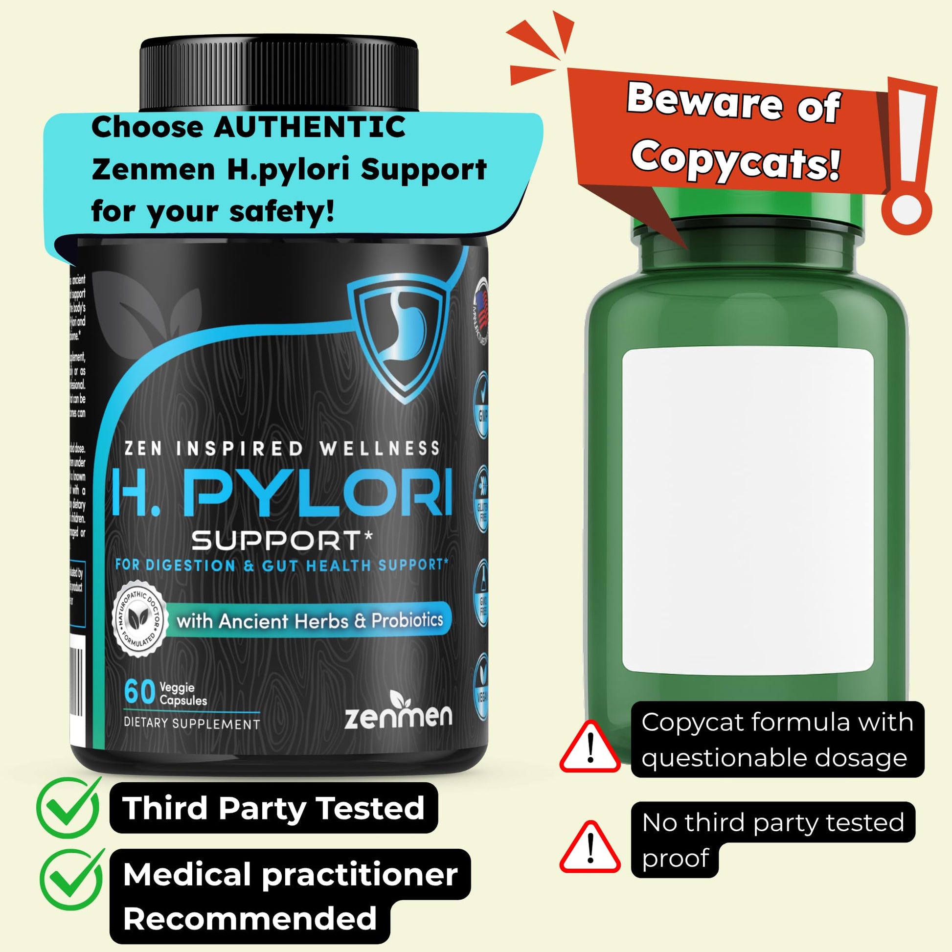 H. Pylori Support | Lactobacillus Reuteri Probiotic with Mastic Gum for Digestion & GI Health - Third Party Tested, 60 Vegan Capsules, Made in The USA Nirvana Guru