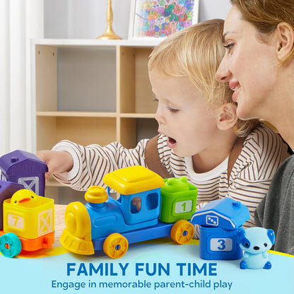 Learning Toy for Toddlers 1 2 3 Years Old, Counting, Matching & Sorting Montessori Learning Farm Train Including 9 Farm Animals and 1 Farmer, Easter Christmas Birthday Gift for Baby Boys Girls Nirvana Guru