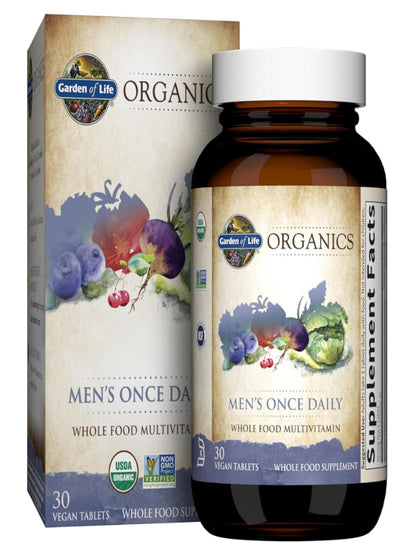 Garden of Life Organics Men's Once Daily Whole Food Multivitamin - 60 Tablets, Vegan Mens Multi for Health & Well-Being, Organic Mens Vitamins & Minerals, Vitamin C, Zinc - Nirvana Guru