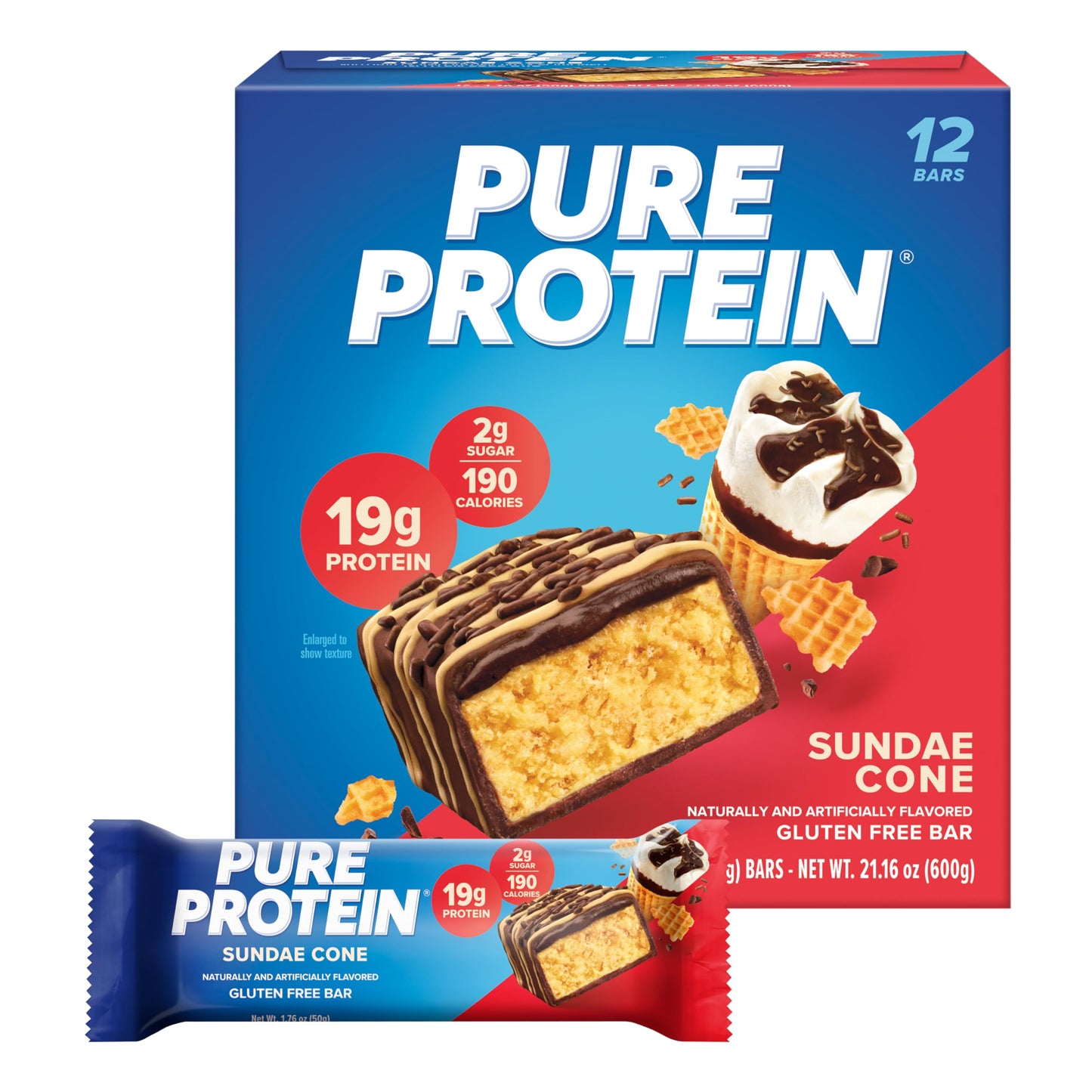 Pure Protein Bars, High Protein, Nutritious Snacks to Support Energy, Low Sugar, Gluten Free, Chocolate Deluxe, 1.76 oz., 12 Count(Pack of 1) (Packaging may vary)