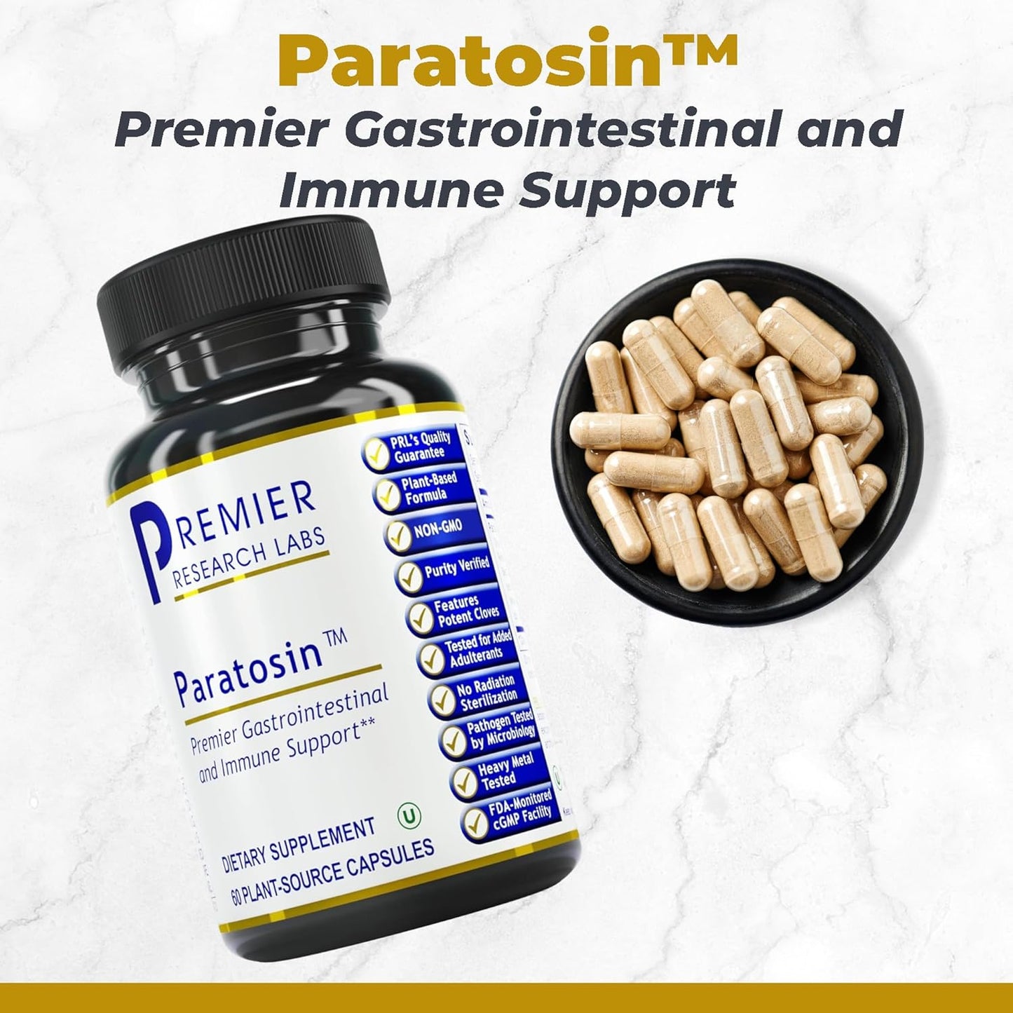 Premier Research Labs Paratosin - for GI & Digestive Health with Clove Buds, Reishi, Wild Bear Garlic & Hyssop - Aids Immunity Support - Vegan & Vegetarian - 60 Plant-Source Capsules - Nirvana Guru