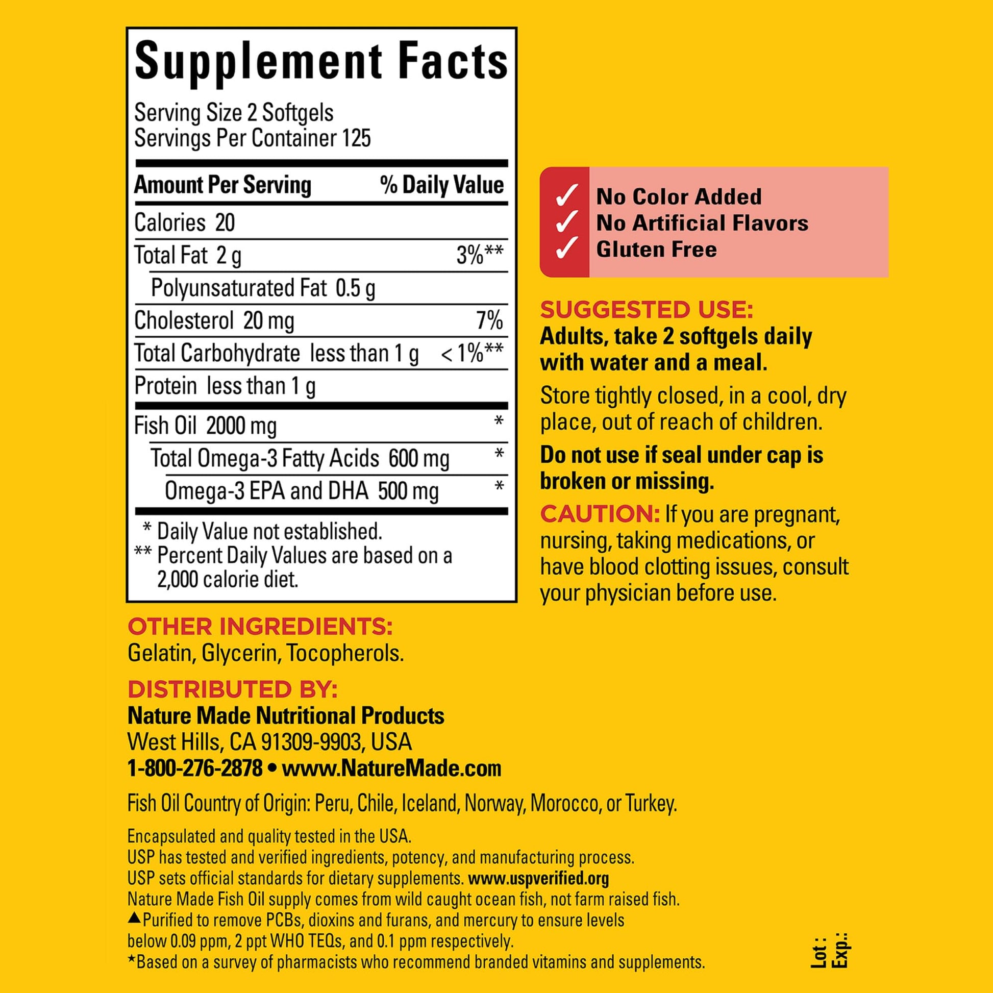 Nature Made Fish Oil Omega 3 Supplements, 1000mg Softgels, Omega 3 Fish Oil for Healthy Heart Support, 250 Softgels, 125 Day Supply - Nirvana Guru