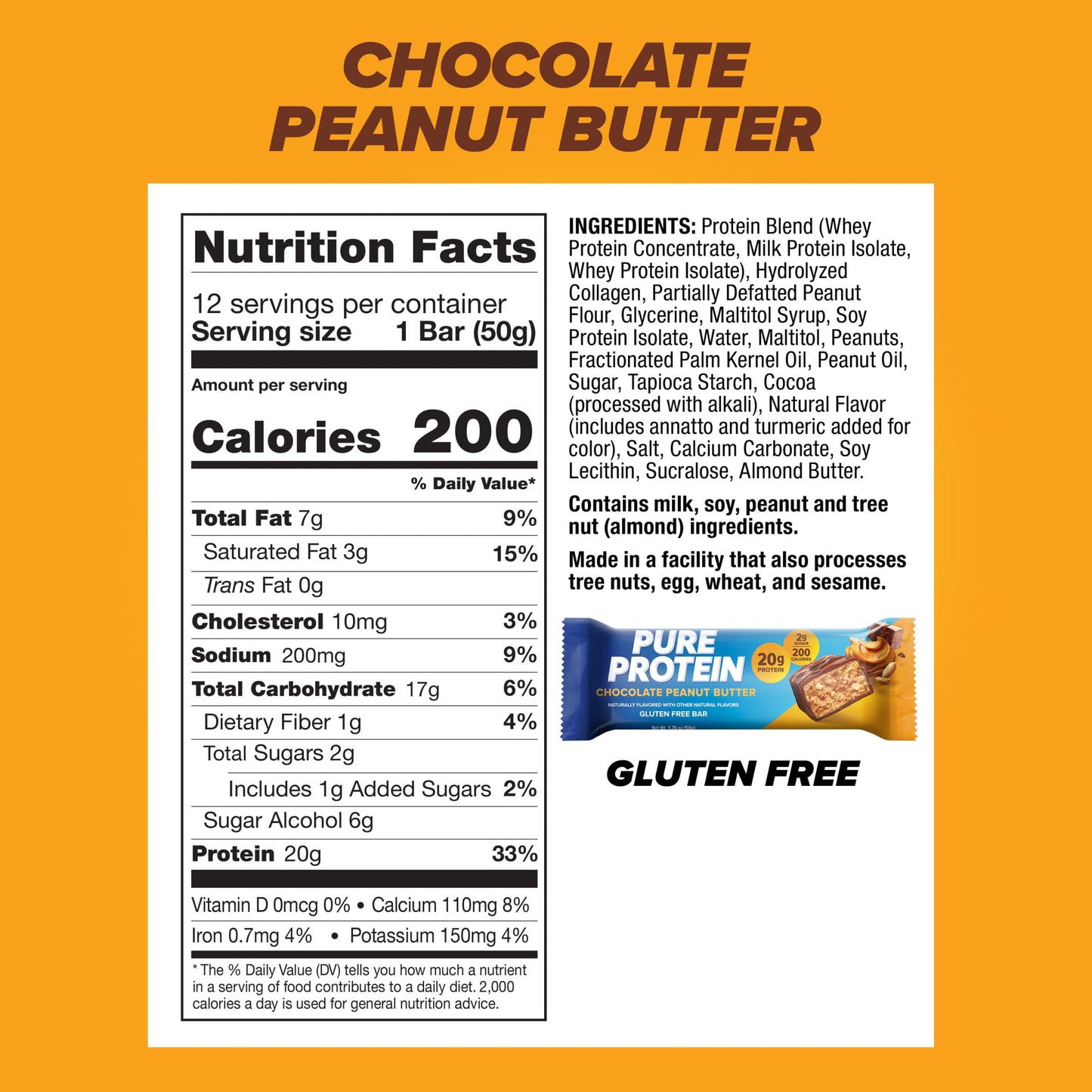 Pure Protein Bars, High Protein, Nutritious Snacks to Support Energy, Low Sugar, Gluten Free, Chocolate Deluxe, 1.76 oz., 12 Count(Pack of 1) (Packaging may vary)