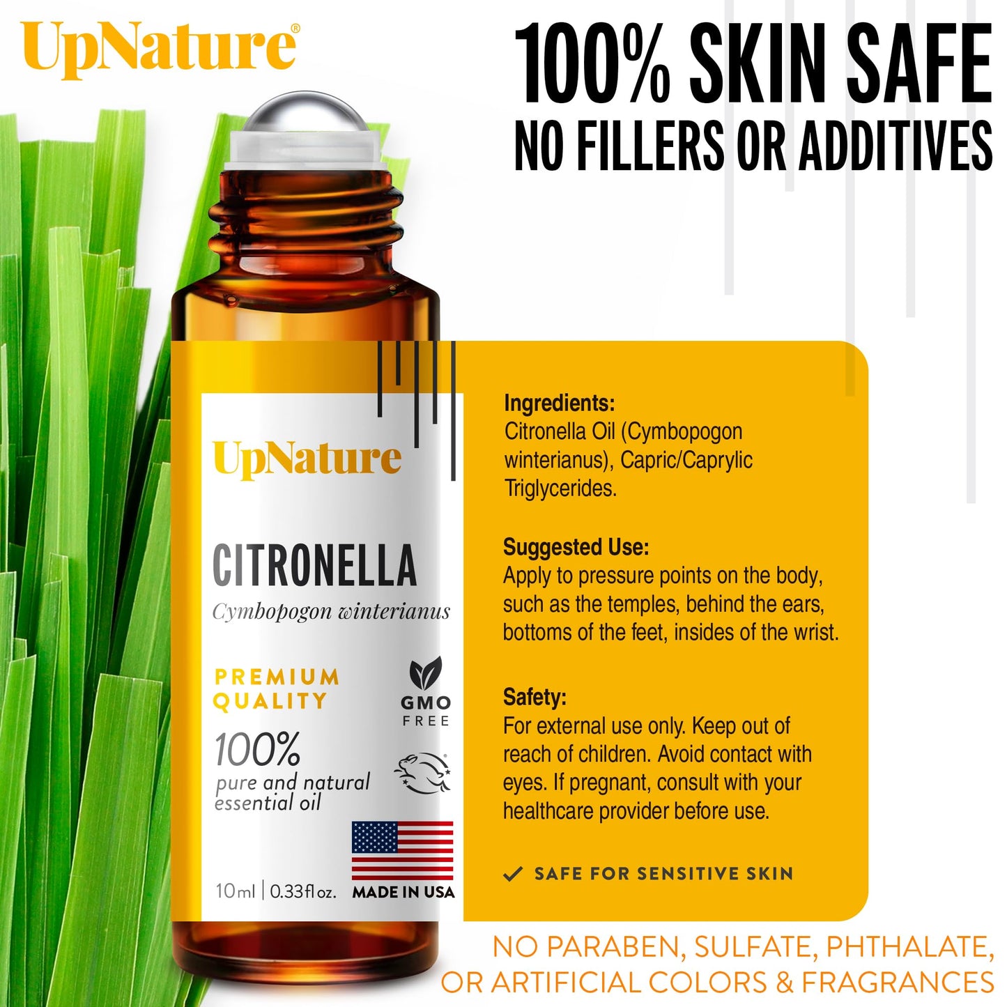 UpNature Lavender Essential Oil Pure Roll On - 100% Natural Lavender Oil for Skin