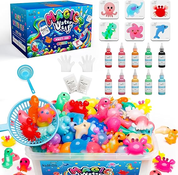Kiditos Magic Water Elf Toy Kit–Squishies for Kids, 10 Gels & 6 Molds, Magic Gel Water Pets Sensory Toy, Fun DIY Craft Kit, Party Favors, Birthday & Christmas Gifts for Kids Ages 3+ nirvanaguru