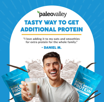 Paleovalley 100% Grass Fed Beef Bone Broth Protein Powder - Rich in Collagen Peptides for Hair, Skin, Gut Health, Bone and Joint Support - 28 Servings, 15g Protein Per Serving - No Gluten or GMOs - Nirvana Guru