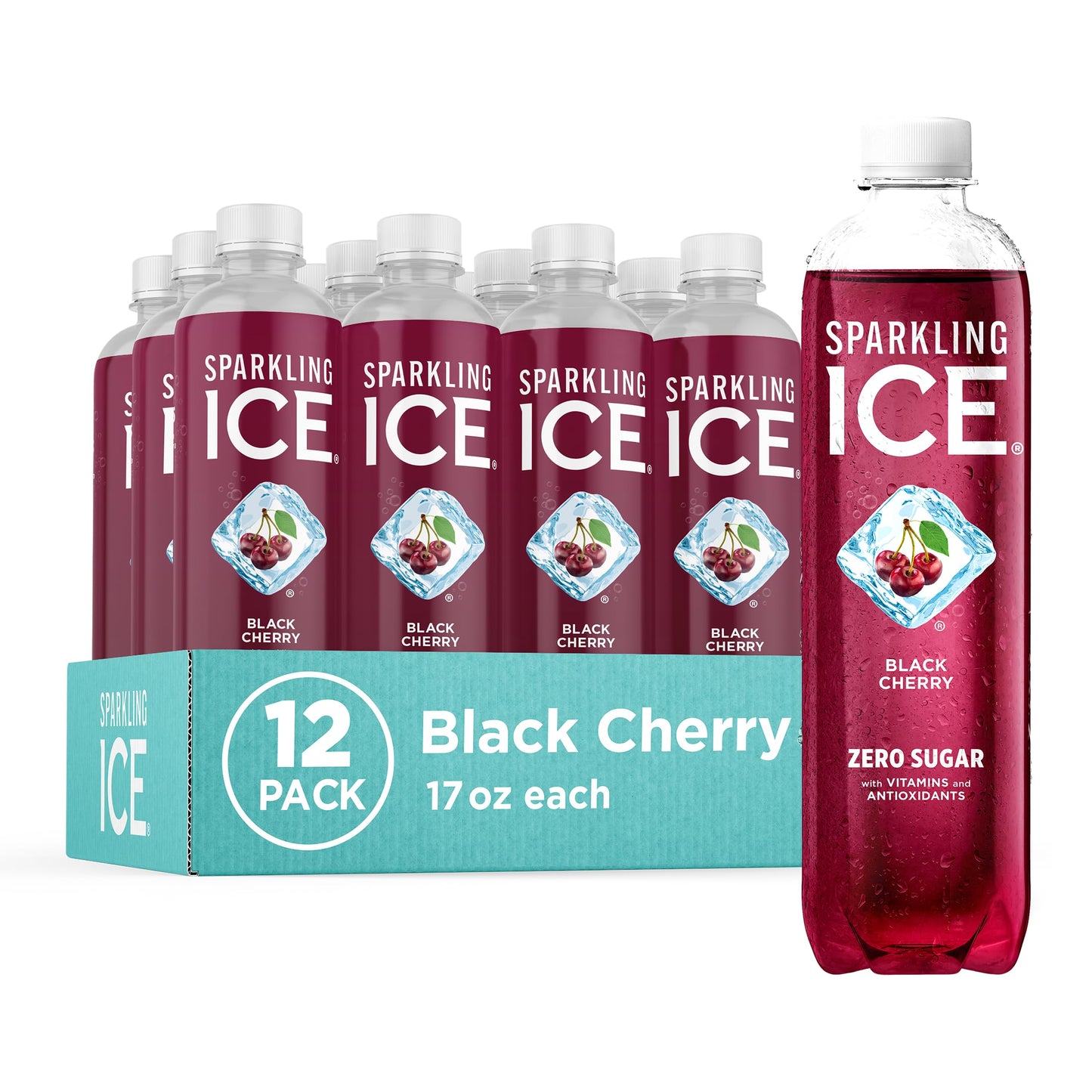 Sparkling Ice, Black Raspberry Sparkling Water, Zero Sugar Flavored Water, with Vitamins and Antioxidants, Low Calorie Beverage, 17 fl oz Bottles (Pack of 12) - Nirvana Guru