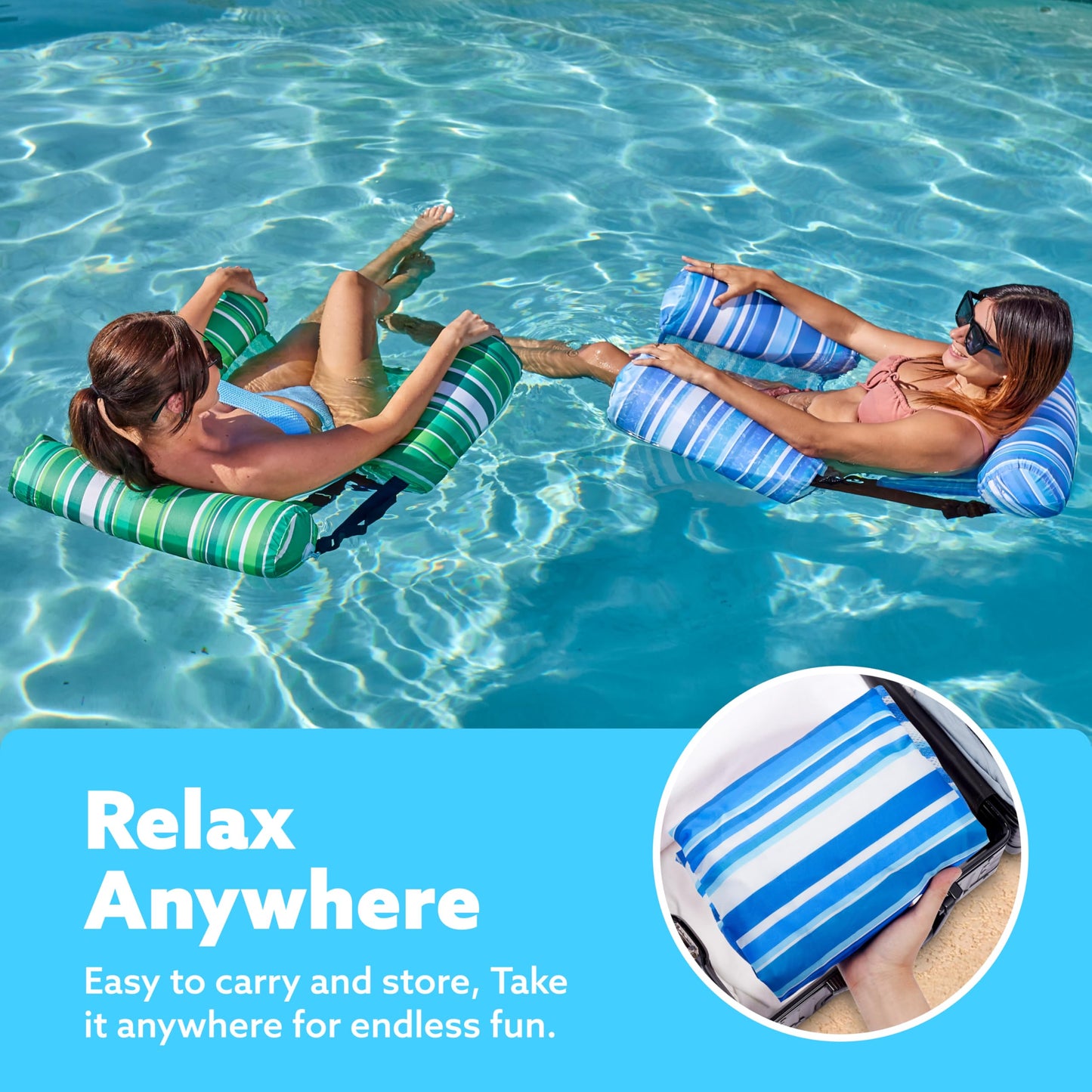 SLOOSH Inflatable Pool Floats Adult,2 Packs Floating Lounge Chairs,Blow up Pool Noodles for Adult Heavy Duty,Floating Chair for Party Summer Water Beach Lake Fun Nirvana Guru