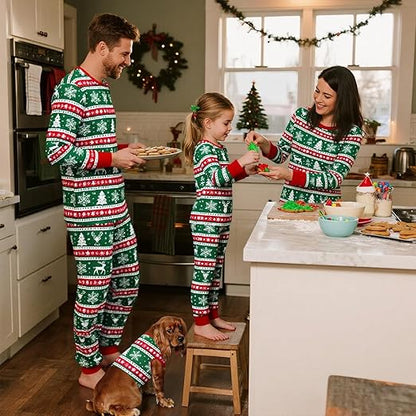 Feionusin Family Christmas Pajamas Matching Sets, Xmas Pjs Sets Holiday Sleepwear Matching Pajamas Long Sleeve Nightwear Set nirvanaguru