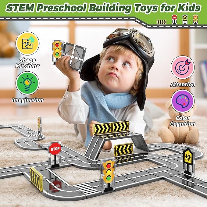 Magnetic Tiles Road Expansion Set, STEM Magnetic Building Blocks for Kids Ages 3-5 4-8 5-7, Preschool Learning Sensory Kids Toys for Toddler Birthday Nirvana Guru