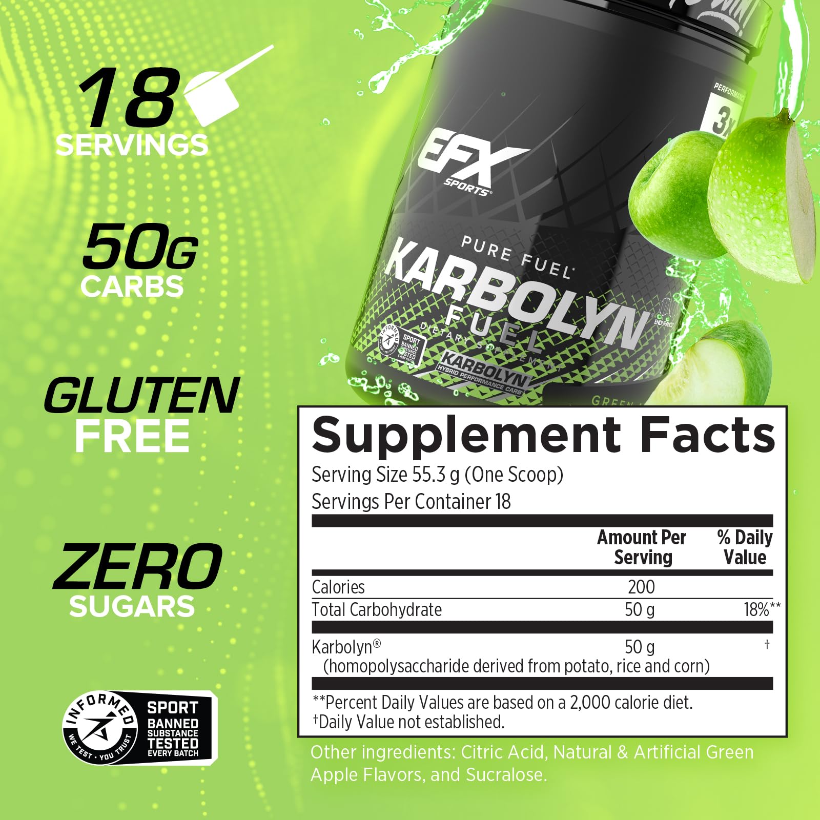 EFX Sports Karbolyn Fuel | Fast-Absorbing Carbohydrate Powder | Carb Load, Sustained Energy, Quick Recovery | Stimulant Free | 39 Servings (Neutral) Nirvana Guru