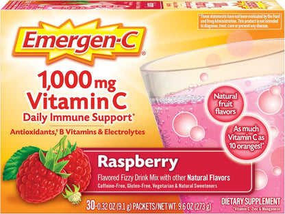 Emergen-C 1000mg Vitamin C Powder for Daily Immune Support Caffeine Free Vitamin C Supplements with Zinc and Manganese, B Vitamins and Electrolytes, Super Orange Flavor - 30 Count Nirvana Guru