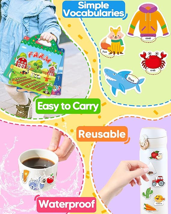 Benresive Reusable Sticker Book for Toddlers 2-4 Years, 3 Sets Travel Stickers for Kids, Waterproof Sticker Books for Toddlers 1-3, Crafts Activities for Todddlers 1-3 2-4 3-5 nirvanaguru