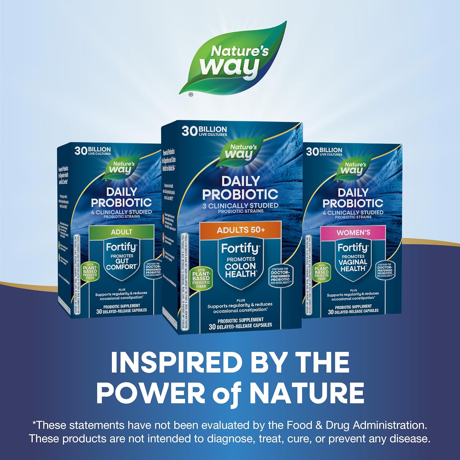 Nature's Way Fortify 50+ Daily Probiotic for Men and Women, 30 Billion Live Cultures, Colon, Digestive, and Immune Health Support* Supplement, 30 Capsules - Nirvana Guru