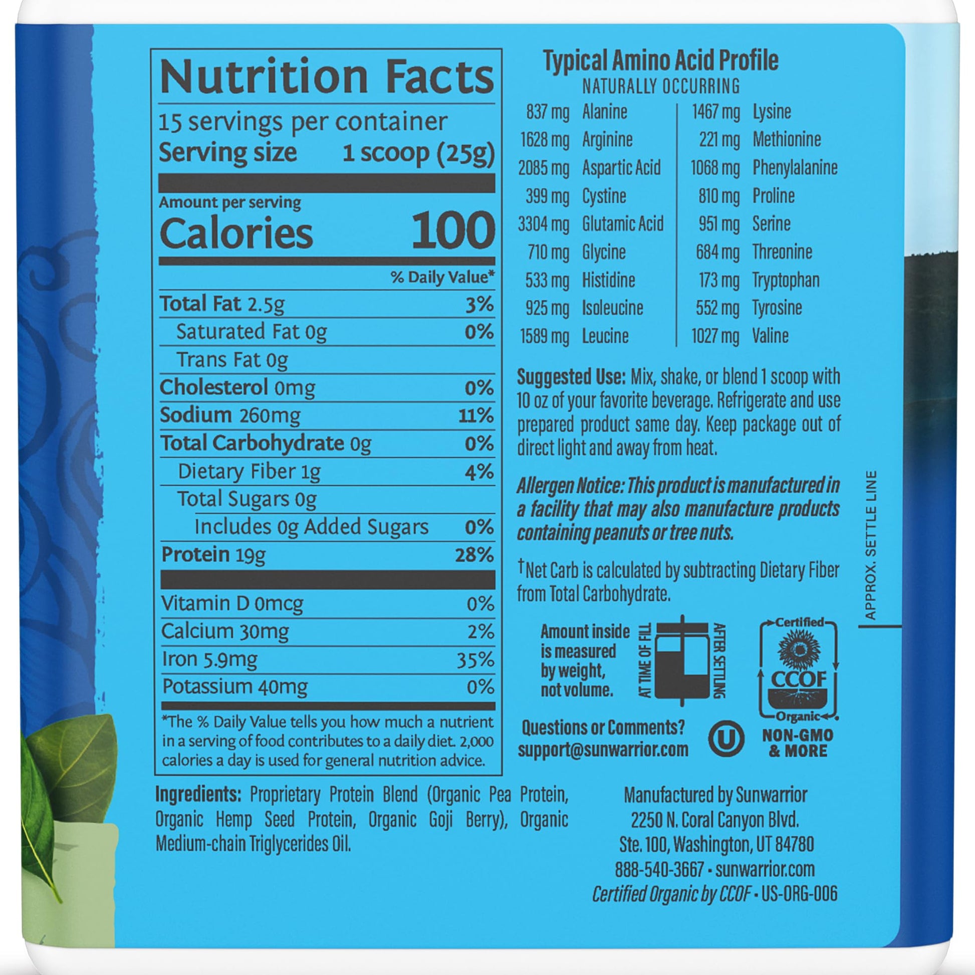 Organic Plant Based Protein Powder | Vegan Organic Protein Powder Vanilla Flavored with BCAA Amino Acids & Hemp Seed Pea Blend | Non-GMO Soy Dairy Filler & Gluten Free (Vanilla, 32 Servings) - Nirvana Guru