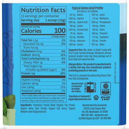 Organic Plant Based Protein Powder | Vegan Organic Protein Powder Vanilla Flavored with BCAA Amino Acids & Hemp Seed Pea Blend | Non-GMO Soy Dairy Filler & Gluten Free (Vanilla, 32 Servings) - Nirvana Guru