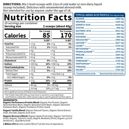 Organic Vegan Chocolate Protein Powder with Probiotics, BCAAs, 30g Plant Protein, NSF Certified, Gluten Free & Sport, Non GMO, Garden of Life Sport Protein Powder - 19 Servings - Nirvana Guru