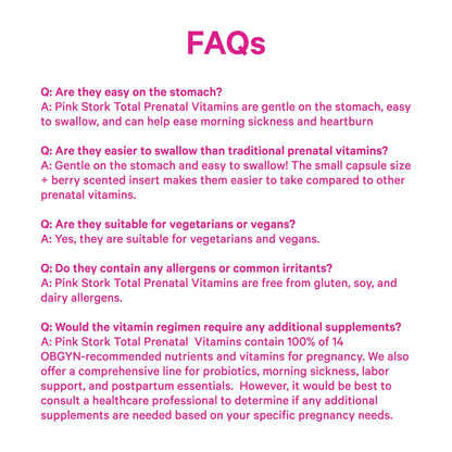 Pink Stork Total Prenatal Vitamins with DHA, Folate, Iron, Choline, and Vitamin B12 - Prenatals for Women to Support Fetal Development, Pregnancy Essentials, Berry Essence, 60 Capsules, 1 Month Supply Nirvana Guru