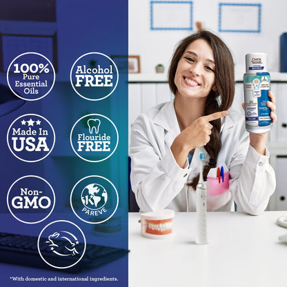 GuruNanda Teeth Whitening Dual Barrel Oxyburst Mouthwash - Alcohol & Fluoride Free, Hydrogen Peroxide to Promote Whiter Teeth - Wild Mint - 20 Fl Oz Nirvana Guru
