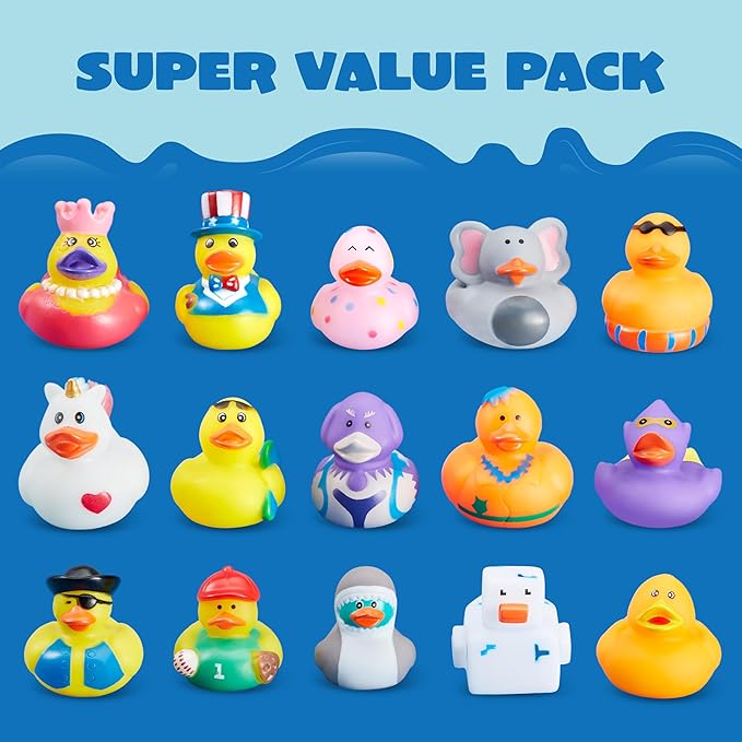 JOYIN 30 Pcs Rubber Ducks, Random Assortment Ducks Bulk with Mesh Carry Bag, Mini Rubber Duckies for Baby Bath Toys, Kids Toddler Summer Pool Toys Birthday Gifts Party Favors nirvanaguru