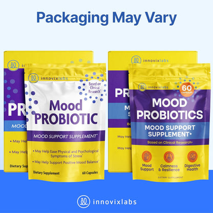 InnovixLabs Mood Probiotic for Women & Men, Clinically Studied Digestive & Mood Support Supplement, Lactobacillus helveticus Rosell-52ND & Bifidobacterium longum Rosell-175, 60 Capsules - Nirvana Guru