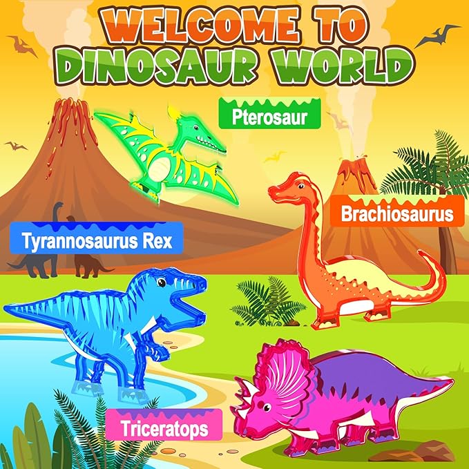 Dinosaur Toys Magnetic Tiles Lava Dinosaur World Set - Magnetic Blocks Building for Kids 3-5 5-7 Girls Boys Toy Age 4-6 6-8, Classroom Must Haves Toddler Sensory for 3+ Year Old Kids Toys Nirvana Guru
