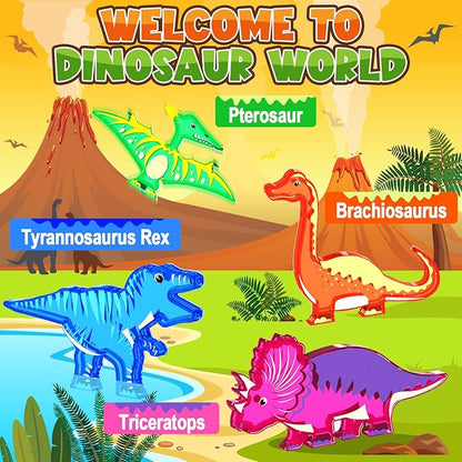 Dinosaur Toys Magnetic Tiles Lava Dinosaur World Set - Magnetic Blocks Building for Kids 3-5 5-7 Girls Boys Toy Age 4-6 6-8, Classroom Must Haves Toddler Sensory for 3+ Year Old Kids Toys Nirvana Guru