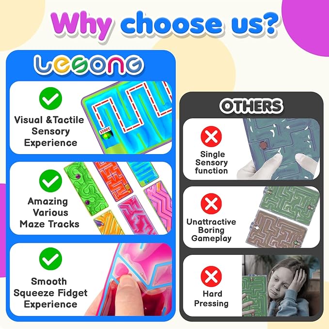 Squishy Sensory Fidget Autism Toys for Kids: Sensory Toys for Sepcial Need 6 Pack Maze - Quiet Fidget Sensory Filled Goo for Calming Down Classroom, Adult Office,Travel Essentials nirvanaguru