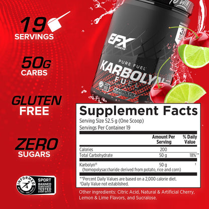 EFX Sports Karbolyn Fuel | Fast-Absorbing Carbohydrate Powder | Carb Load, Sustained Energy, Quick Recovery | Stimulant Free | 39 Servings (Neutral) Nirvana Guru