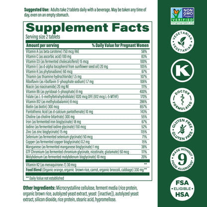 MegaFood Baby & Me 2 Prenatal Multi - Prenatal Vitamins for Women with Choline, Methyl Folate, Iron - Gluten-Free, Vegetarian, Pre Natal Multivitamin for Women - 60 Tablets, 30 Servings Nirvana Guru