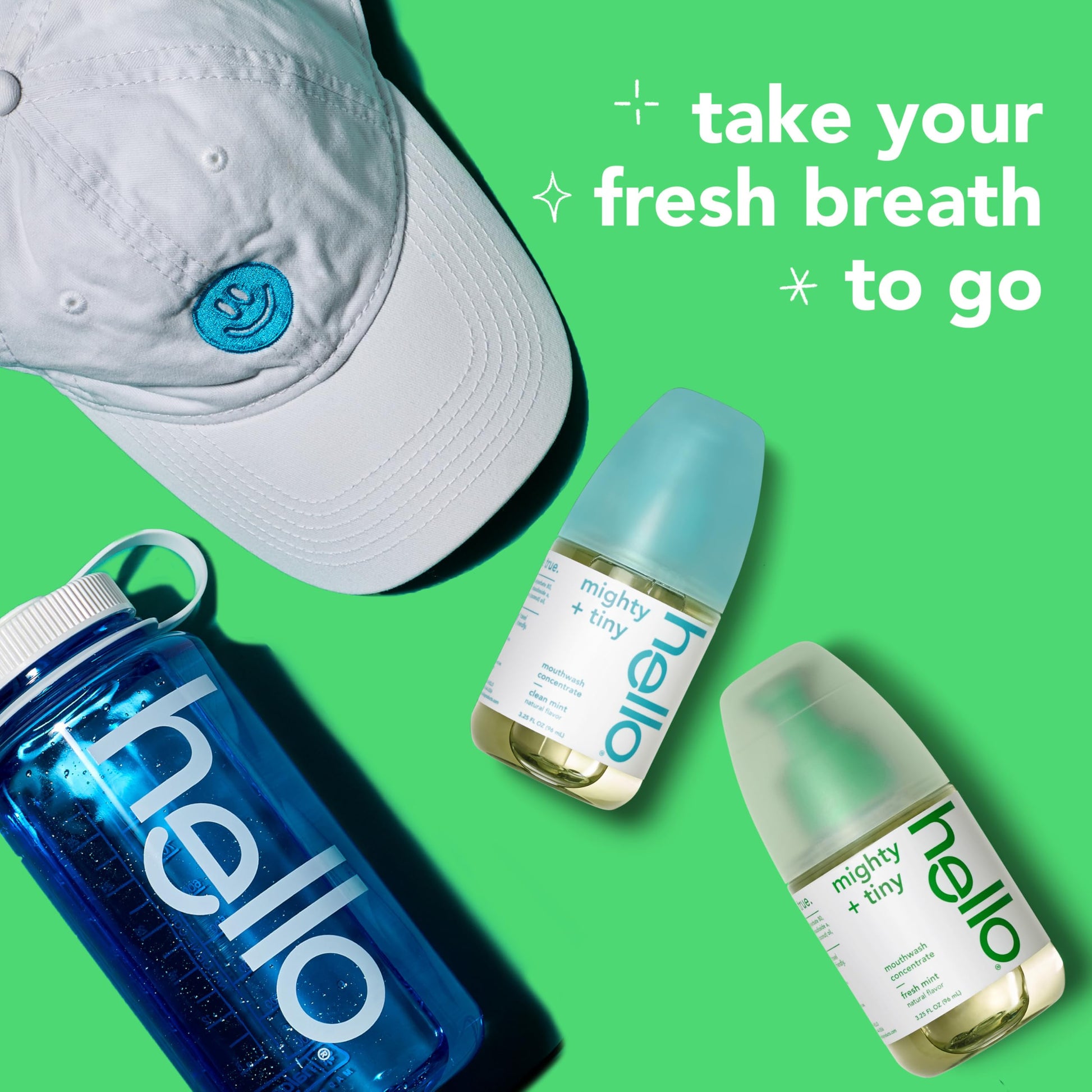 Hello Fresh Mint Mouthwash Concentrate, Alcohol Free for Bad Breath, Travel Size Mouthwash Made with Coconut Oil and Tea Tree Oil, Helps Freshen Breath, 2 Pack, 3.25 Oz Pump Bottles Nirvana Guru
