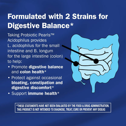 Nature's Way Acidophilus Probiotic Pearls, Supports Digestive Balance and Gut Health*, Protects Against Occasional Constipation and Bloating*, 1 Billion Live Cultures, 90 Softgels (Packaging May Vary) - Nirvana Guru