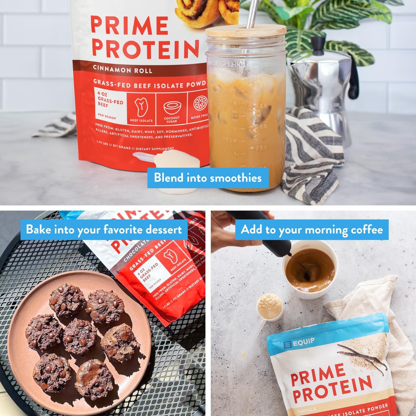 Equip Foods Prime Protein Powder | Clean, Grass Fed Beef Protein Isolate | Carnivore Protein Powder | Paleo, Keto Friendly | Gluten, Dairy Free | Helps Build & Repair Tissue | 30 Servings, Chocolate