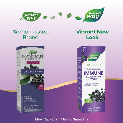 Nature’s Way Sambucus Elderberry Traditional Immune Syrup, Highly Concentrated Black Elderberry Extract, Traditional Immune Support*, Delicious Berry Flavored, 8 Fl Oz (Packaging May Vary) - Nirvana Guru