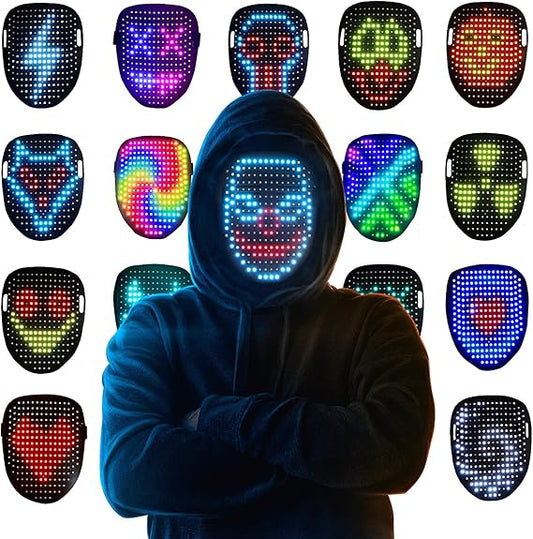 Mr.Pang LED Mask Light up Mask with Gesture Sensing, Cool Face Transforming Mask, Perfect Gifts for Halloween Christmas Birthday Cosplay Party Nirvana Guru