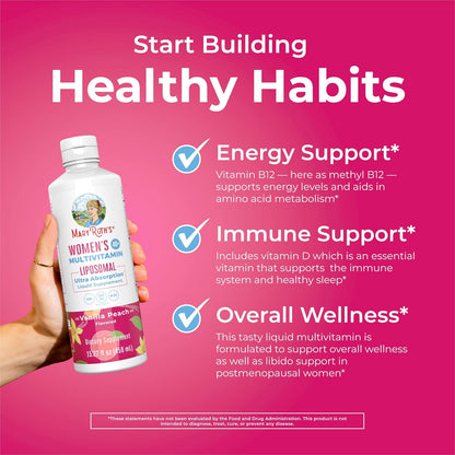 MaryRuth Organics Multivitamin for Women 40+, Womens Multivitamin Liposomal, Immune Support Supplement, Energy Supplements & Sleep Aid, Vegan, Sugar Free, Non-GMO, 15.22 Fl Oz - Nirvana Guru