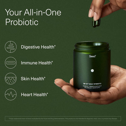 Seed DS-01 Daily Synbiotic - Prebiotic and Probiotic for Women & Men - Digestive Health, Gut Health, Immune Support, Bloating & Constipation Relief - Vegan & Shelf-Stable - 60 Capsules (30-Day Supply) - Nirvana Guru