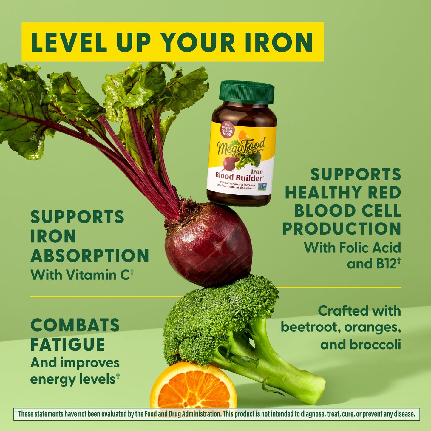 MegaFood Blood Builder Iron Supplement Clinically Shown to Increase Iron Levels Without Side Effects, Vegan Supplement For Women with Vitamin C, Vitamin B12 & Folic Acid, 90 Tablets - Nirvana Guru