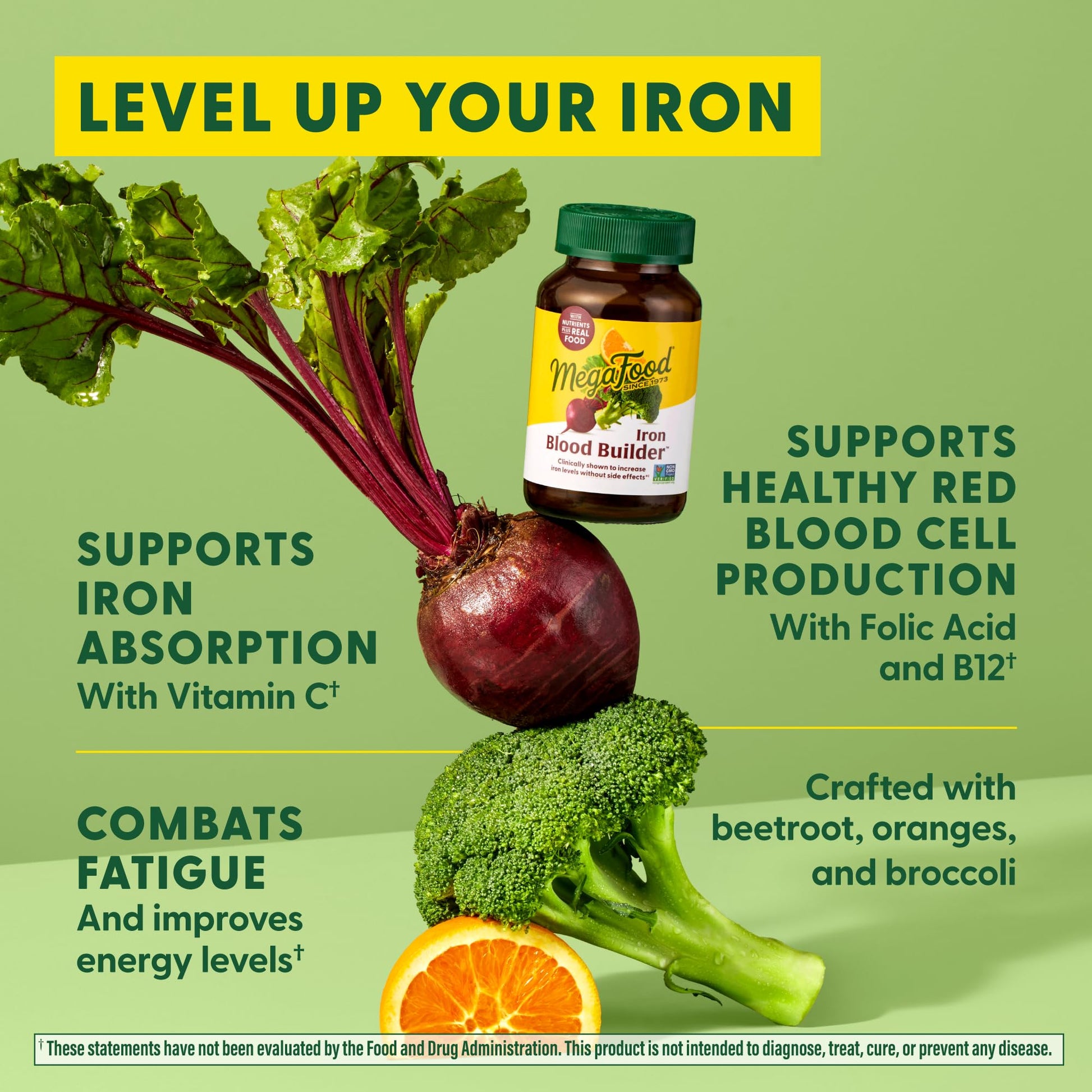 MegaFood Blood Builder Iron Supplement Clinically Shown to Increase Iron Levels Without Side Effects, Vegan Supplement For Women with Vitamin C, Vitamin B12 & Folic Acid, 90 Tablets - Nirvana Guru
