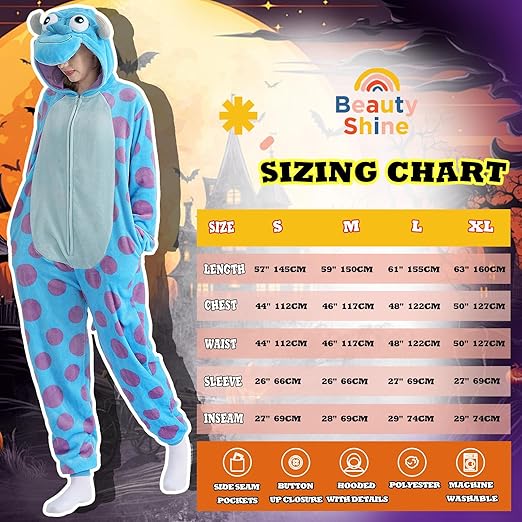 Beauty Shine Unisex Adult Onesie One Piece Pajamas Cosplay Cartoon Costume Halloween Christmas Sleepwear Jumpsuit Homewear nirvanaguru