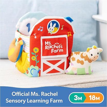 Ms. Rachel Official Sensory Learning Farm, Foldable Soft Baby Book with Plush Cow, Infant Educational Toys for Babies Ages 3 Months to 18 Months nirvanaguru