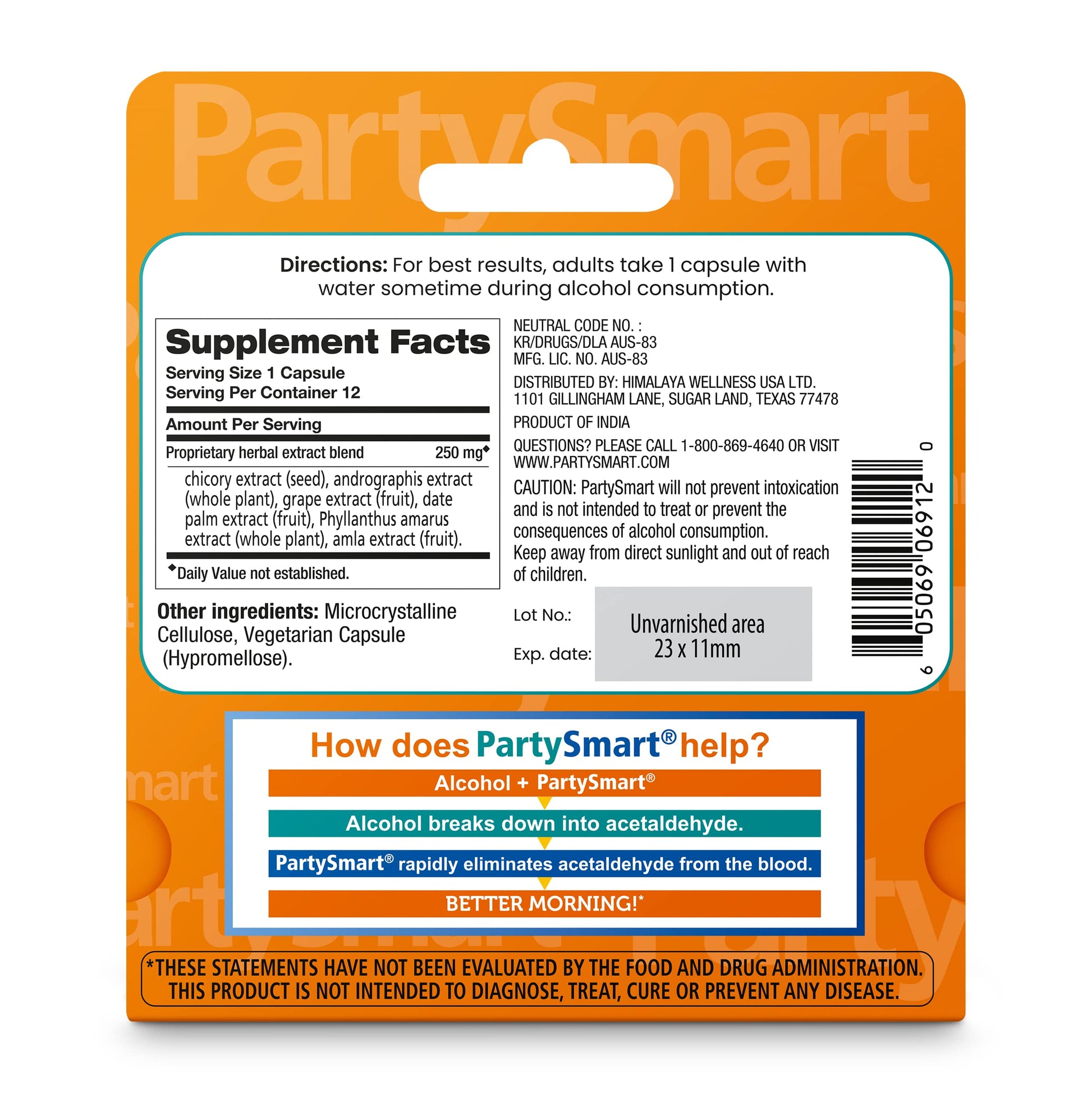 Himalaya PartySmart, One Capsule for a Better Morning, Plant-Based, Liver Support, Better Morning After Drinking, Clinically Studied, Non-GMO Project Verified, 12 Capsules - Nirvana Guru