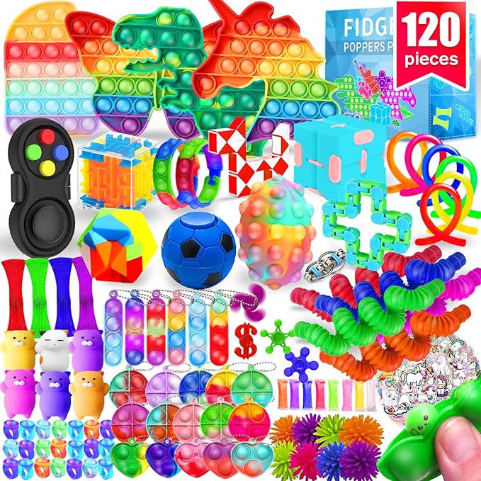 Fidget Toys, 120 Pack Fidgets Set Stocking Stuffers for Kids Party Favors Autism Sensory Toy Bulk Adults Kids Boys Girls Teens Stress Autistic ADHD Anxiety Carnival Treasure Classroom Prizes nirvanaguru