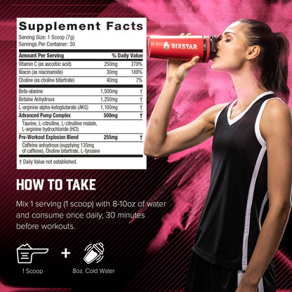 Six Star Pre-Workout Powder for Men & Women, Fruit Punch (30 Servings) - Preworkout Explosion 2.0 Energy Powder Drink Mix with Beta-Alanine & Caffeine - Sports Nutrition Supplement Products Nirvana Guru
