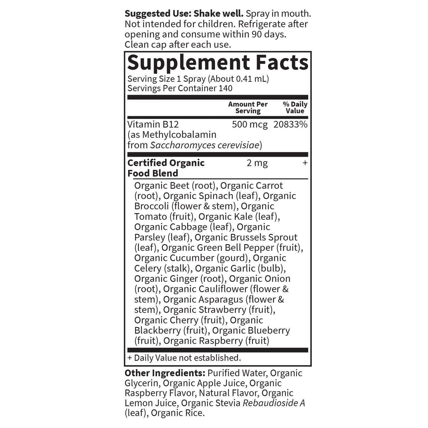 Garden of Life Organics B12 Vitamin - Whole Food B-12 for Metabolism and Energy, Raspberry, 2oz Liquid - Nirvana Guru