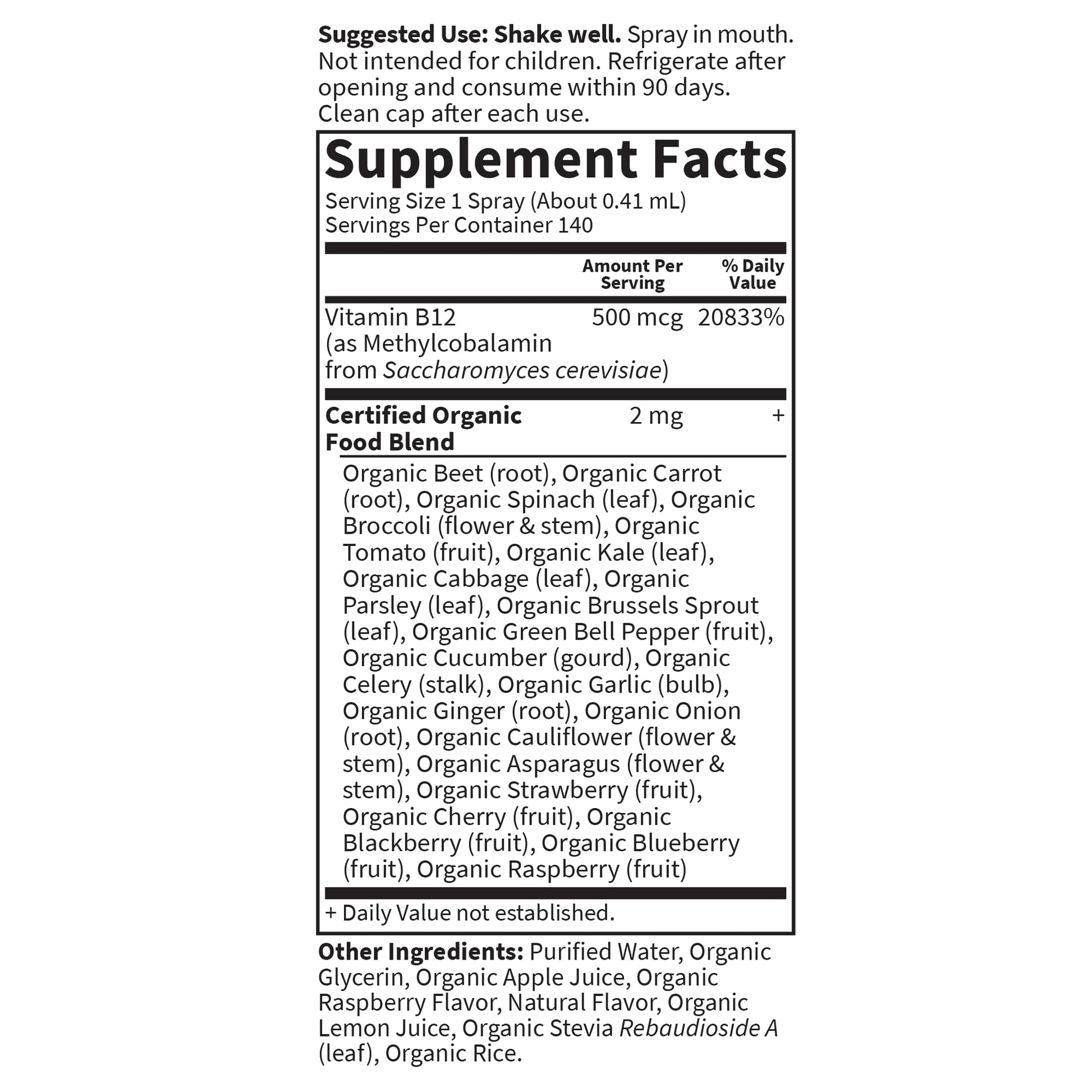 Garden of Life Organics B12 Vitamin - Whole Food B-12 for Metabolism and Energy, Raspberry, 2oz Liquid - Nirvana Guru
