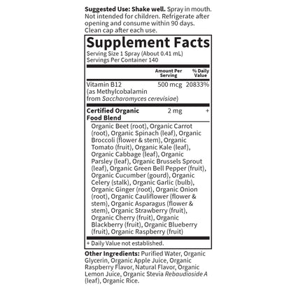 Garden of Life Organics B12 Vitamin - Whole Food B-12 for Metabolism and Energy, Raspberry, 2oz Liquid - Nirvana Guru