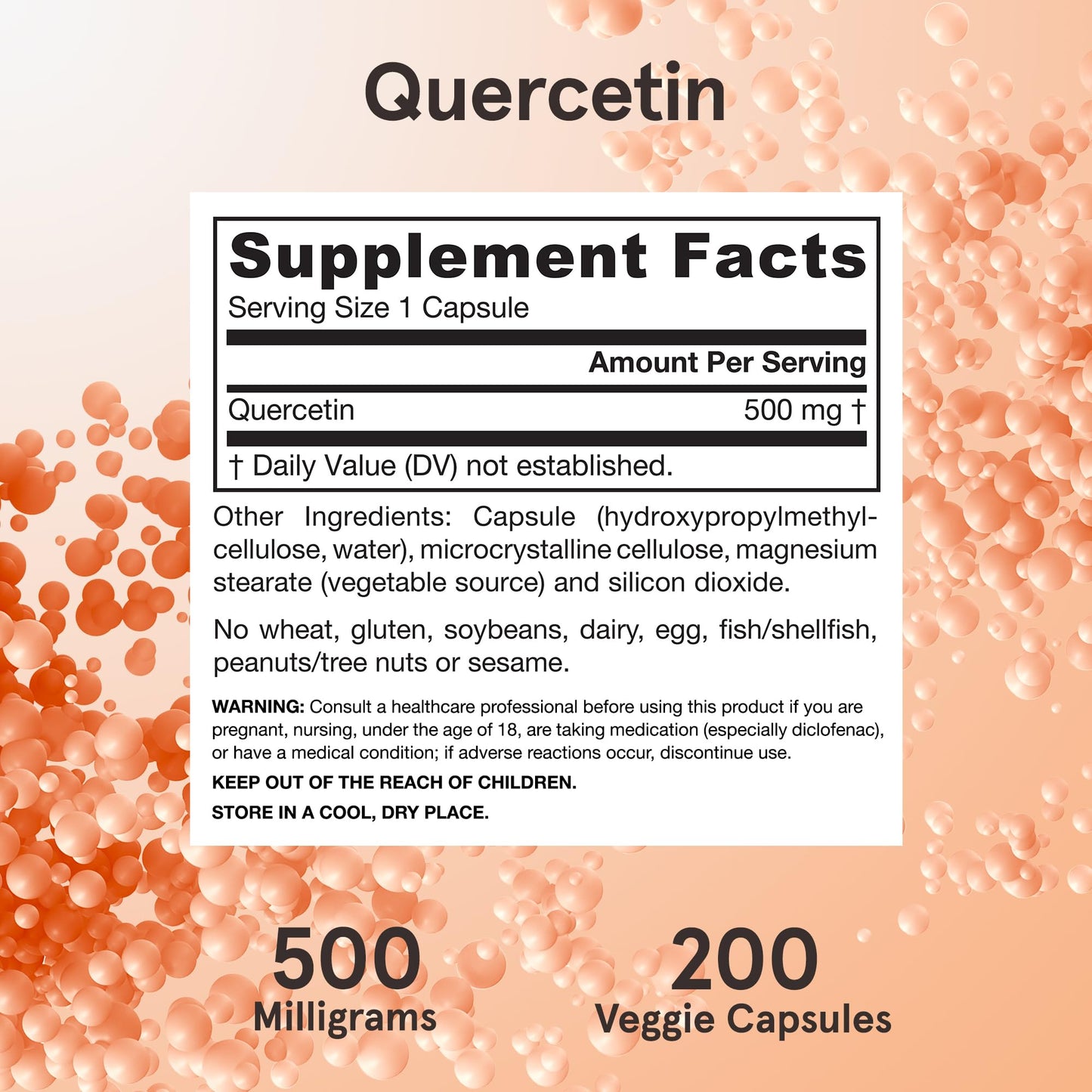 Jarrow Formulas Quercetin Supplements - 500 mg, Antioxidant Support for Cardiovascular and Immune Health, Supplement with 200 Veggie Capsules - Nirvana Guru